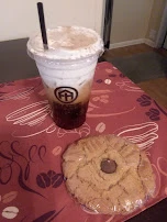 Vanilla Caramel Cold Brew with Cold Foam Peanut Butter Blossom Cookie